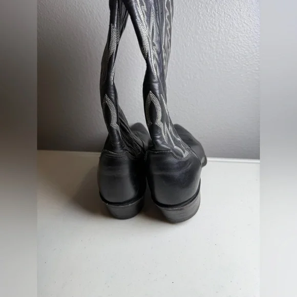 Justin Boots Mens Size 10 D Black Western Cowboy Pointed Toe Embroidered Design - Picture 6 of 8